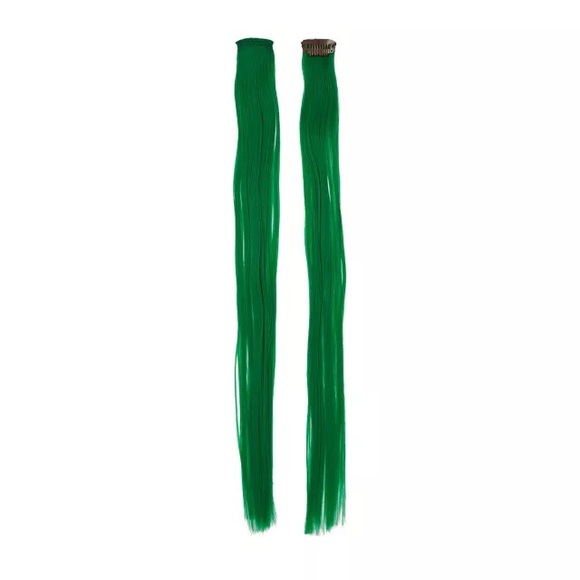 BUNDLE 2-Piece Clip-In Hair Extensions and Footless Tights Color Green - Picture 3 of 5